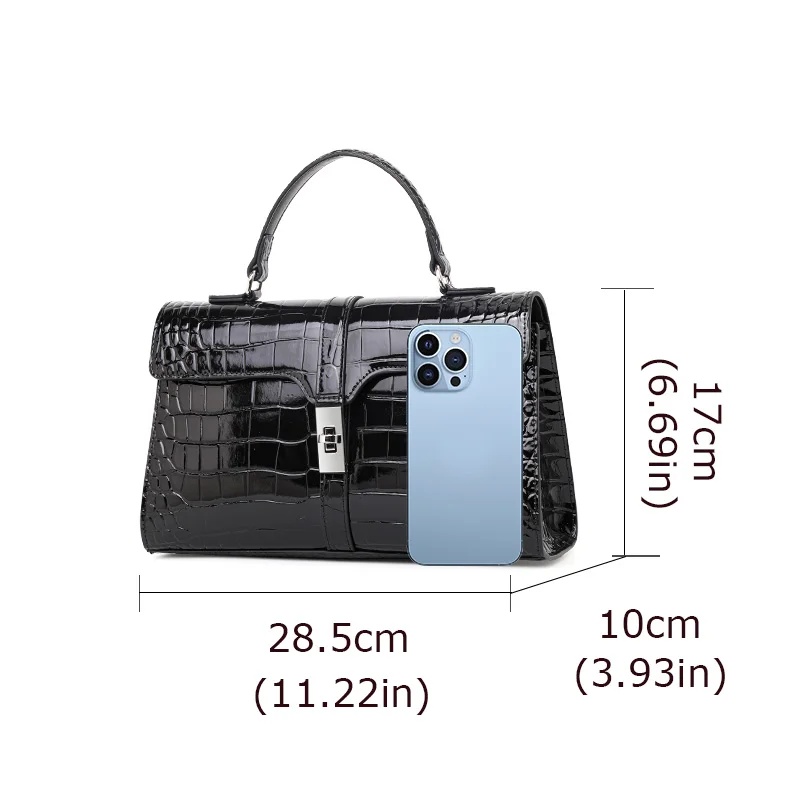 Aidrani  2024 Fashion genuine leather handbag luxury crocodile pattern large capacity 100%  cowhide bag