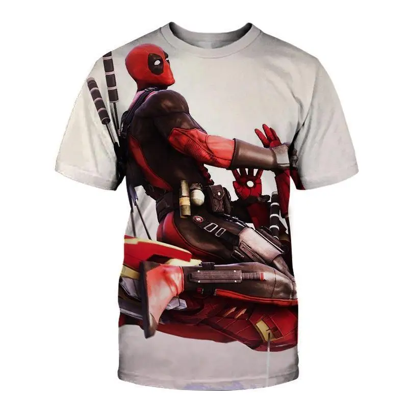 Terlaris Miniso Universe anak laki-laki dan perempuan Deadpool Anime 3D dicetak Streetwear T-Shirt kepribadian atasan Fashion kasual anak/dewasa