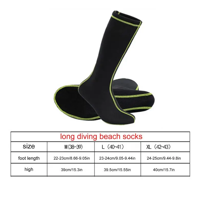 1 Pair Long Diving Socks Elastic Diving Socks Anti slip Beach sports Socks Protect Feet neoprene socks for Diving Swimming