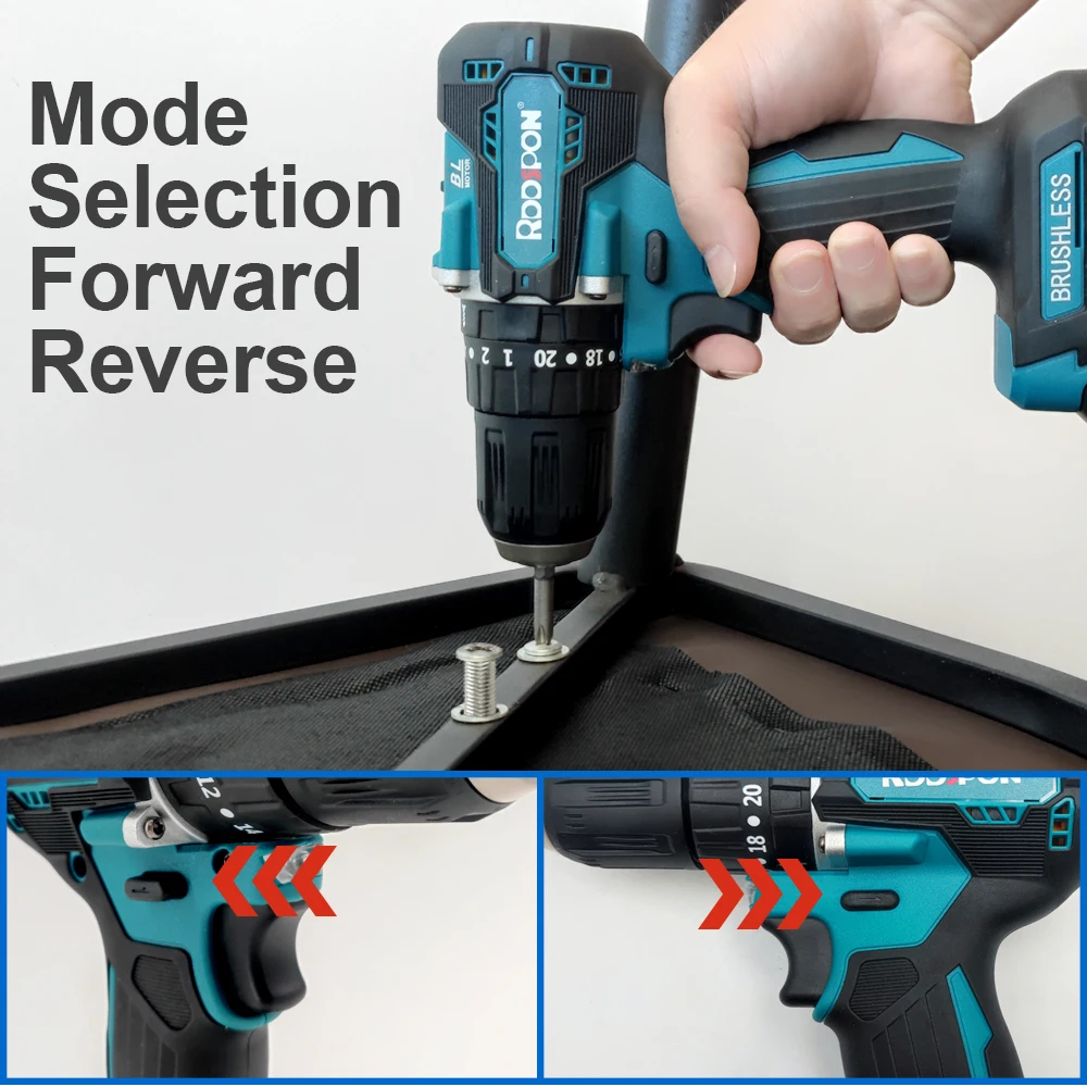 3 In 1 Brushless Electric Hammer Drill Electric Screwdriver 10mm 20+2 Torque Cordless Impact Drill for Makita Battery