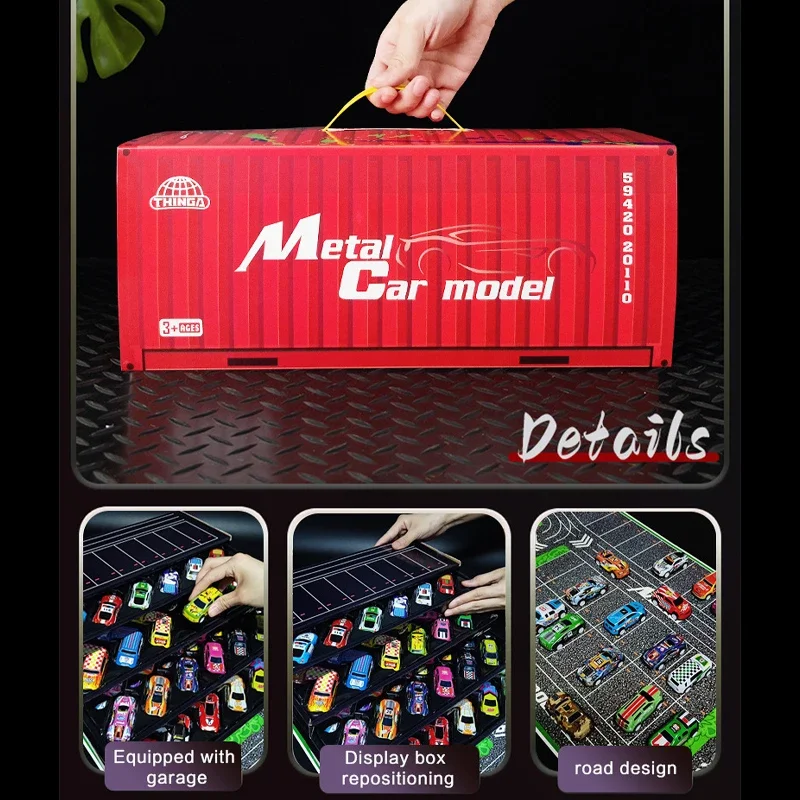 48 個ミニ慣性車都市道路シーン大型ギフトセットプルバックエンジニアリング車セット子供キッズ漫画のおもちゃ 0-3 誕生日ギフト