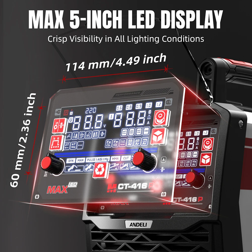 آلة لحام ANDELI MIG MIG Puls/HF TIG/HF TIG/Stick Multiprocess العاكس آلة لحام شبه أوتوماتيكية لحام الألومنيوم #5