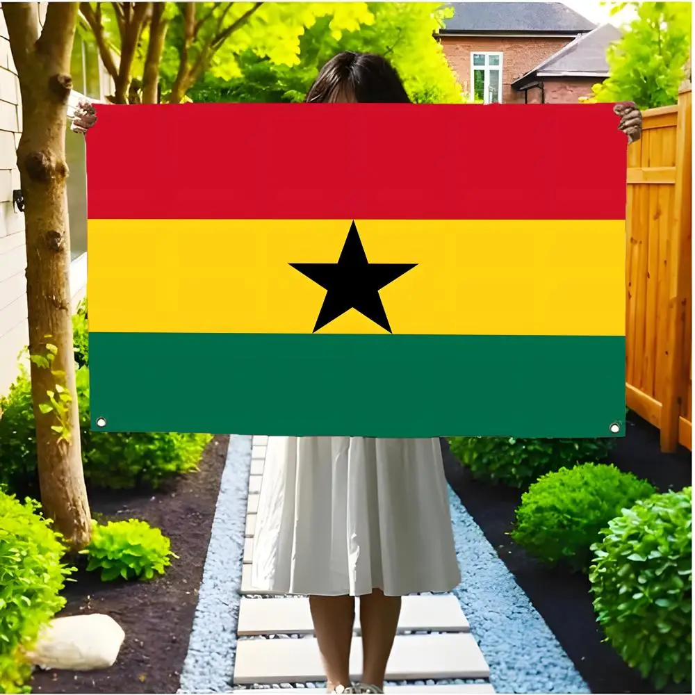 Warm Tribal Ghana Flags Borderless four-ring ornament indoor outdoor decoration effortless to hang