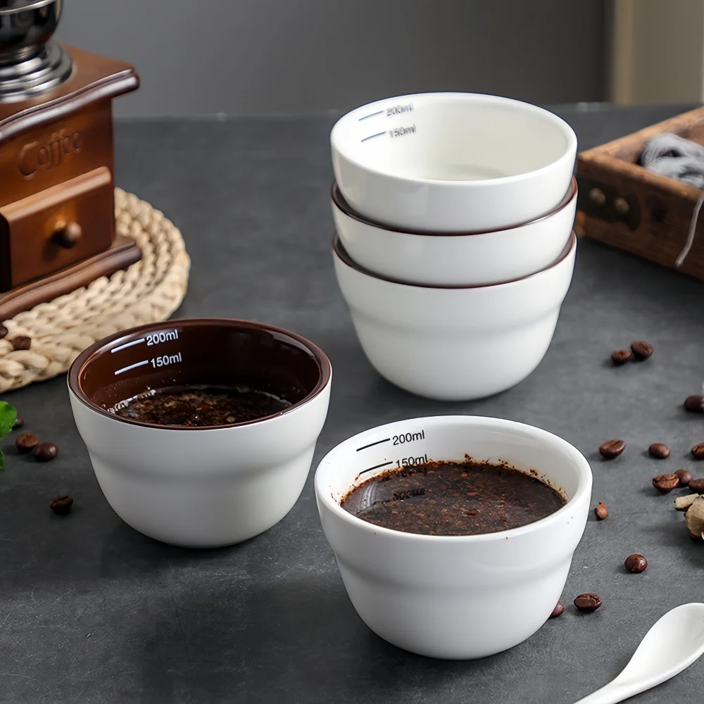 

Coffee Bean Evaluation Bowl Ceramic Thickened with Scale Professional Test Bowl Coffee Milk Tea Cup Coffee Accessories 200ML