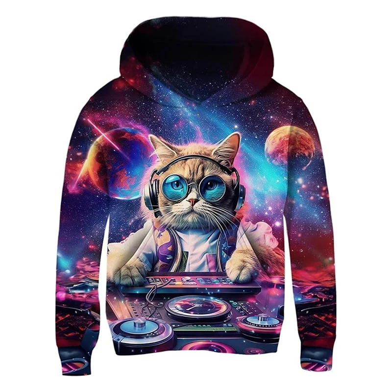 Fantastic Gorgeous Hoodie Men's Clothing 3D Printed Cool Cat Long Sleeve Sweatshirt Outdoor Football Activities Hoodies Fashion