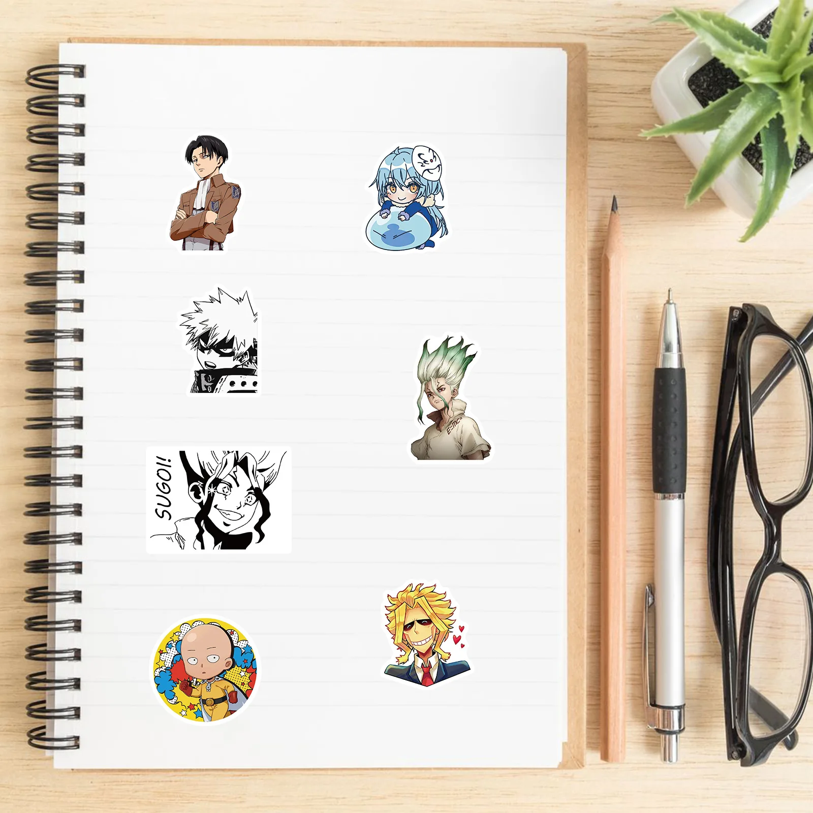 300 Sheets Without Duplication Mix Anime Stickers DIY Car Skateboard Laptop Phone Luggage Waterproof Decals Sticker Kids Toys