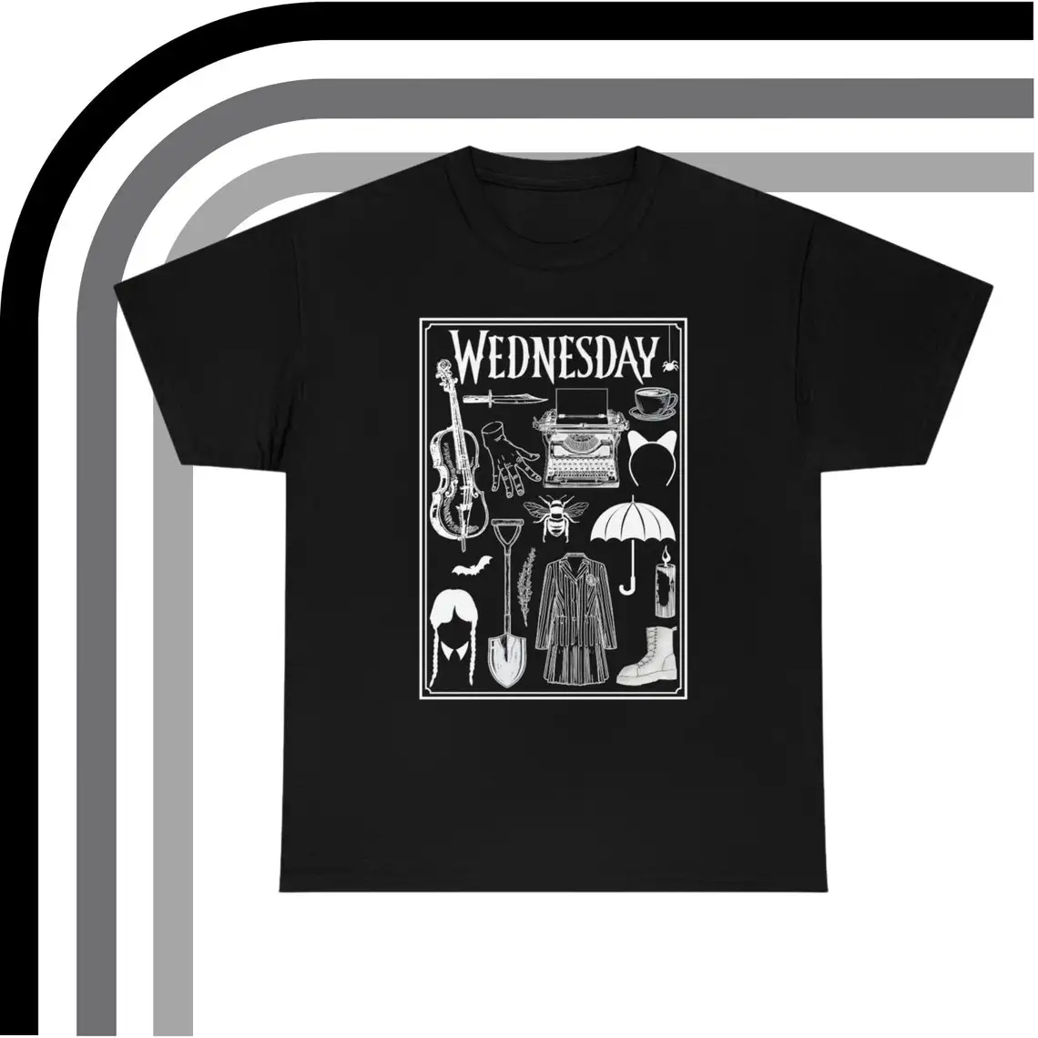 Wednesday Graphic Tee  Heavy Cotton  New Show 2022  Jenna Ortega  Addams Family Holiday Merch