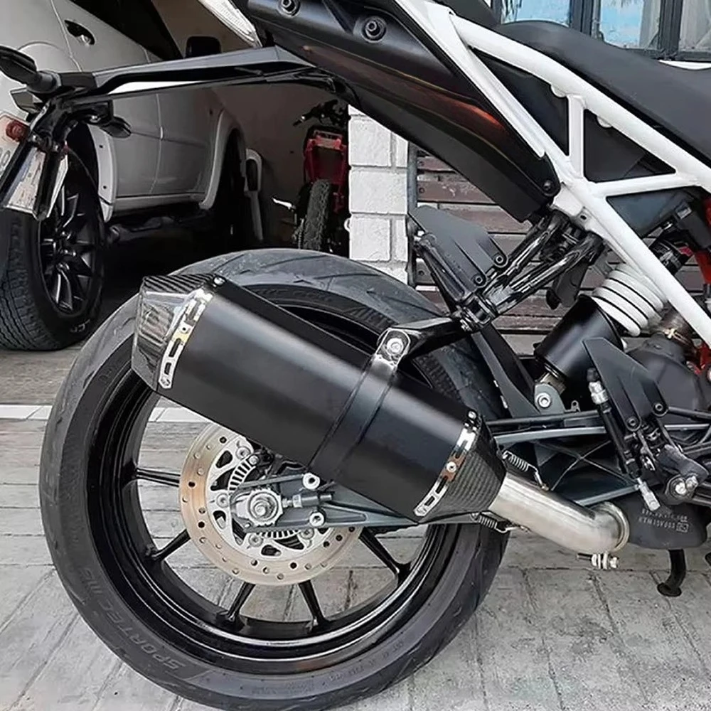 34Universal Motorcycle Exhaust System, 51mm Inlet Carbon Fiber Muffler With Mid-Link Pipe And DB Killer For Bike ModificationMo
