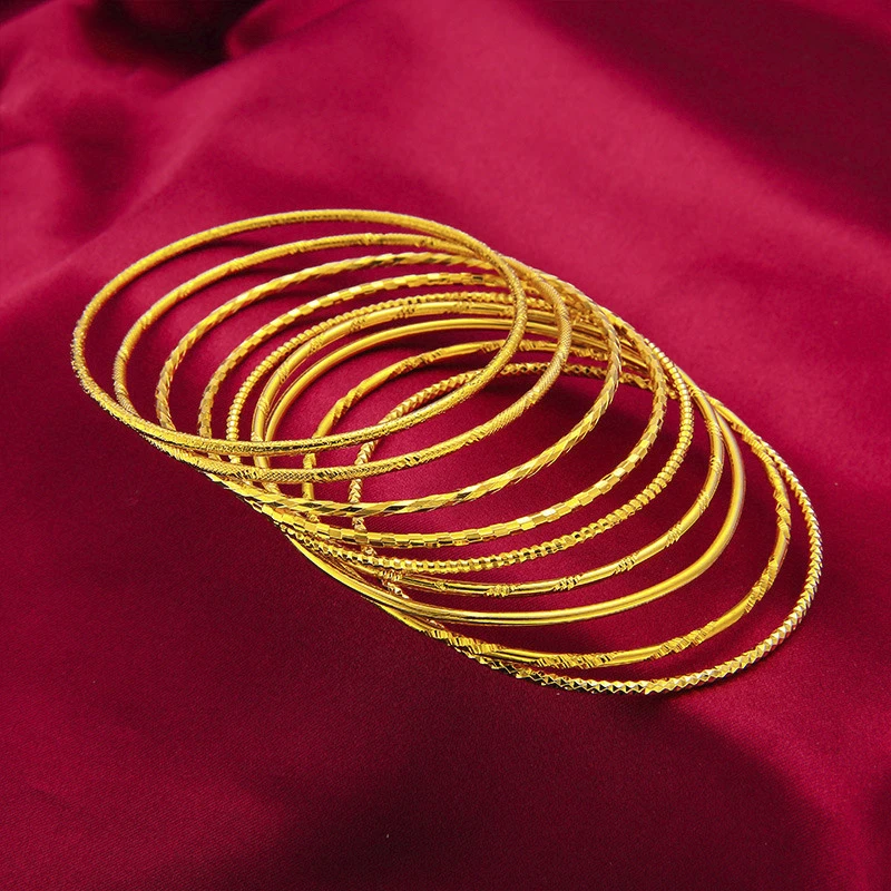 ANIID Dubai Gold Color Bangles for Women Men 24k Ethiopian Bracelets African Jewelry Saudi Arabic Wedding Bride Gifts Wholesale