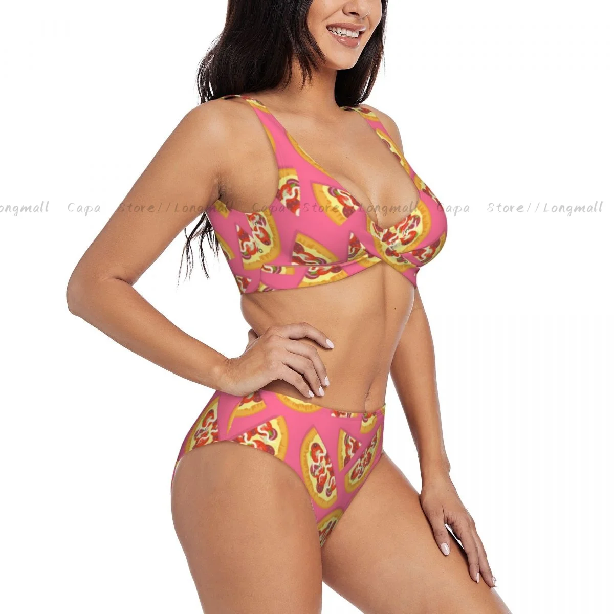 

Sexy Bikini Set Tasty Italian Pizza Texture Women 2-Piece Swimwear Cross Border Style