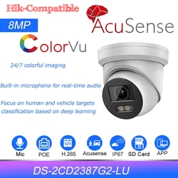 Hik OEM 8MP ColorVu AcuSense IP Camera sostituire DS-2CD2387G2-LU microfono integrato Slot per scheda SD protezione di sicurezza Camer di sorveglianza