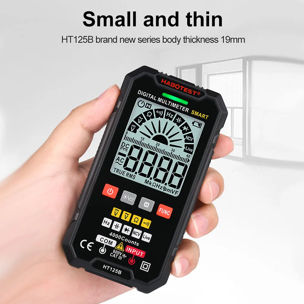 Digital Multimeter Smart AC DC Voltage Amperometric Tool Range Multimeters Ammeter Test Supply Accessories HT125A