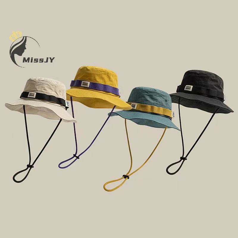 コントラストヴィンテージフィッシャーマンハット男性と女性用夏のアウトドアキャンプ登山帽子大きなつばの日よけ帽子