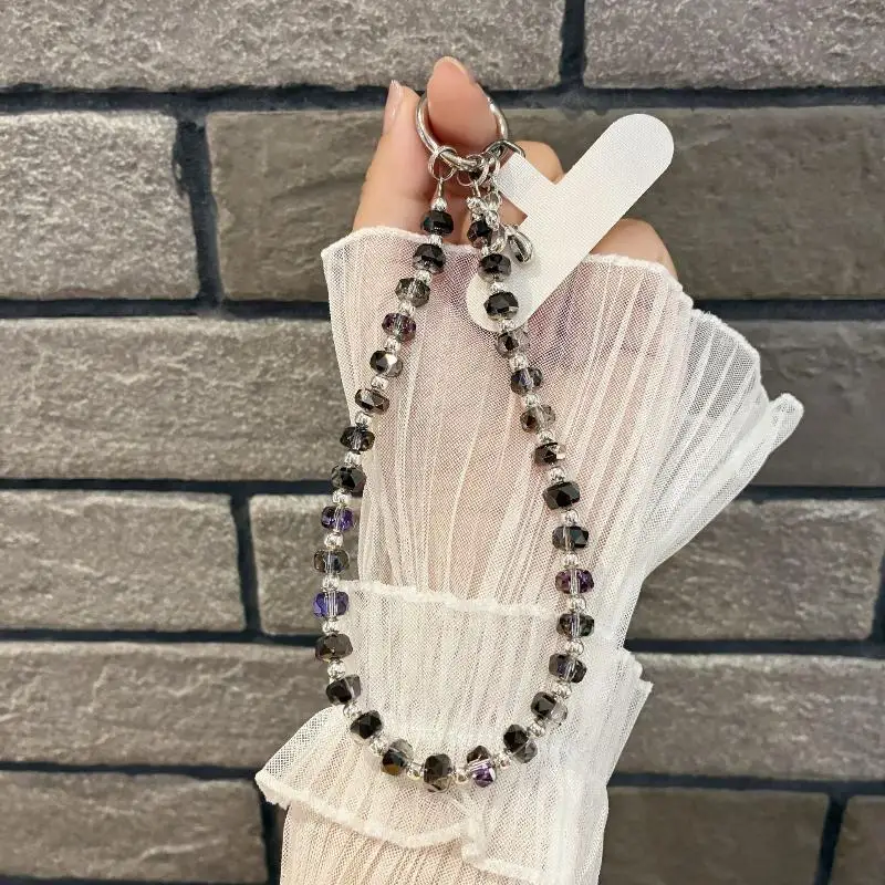 Hand-beaded Wrist Chain Mobile Phone Lanyard High-end Luxury Short Water Drop Crystal Hanging Chain Hand-held Pendant