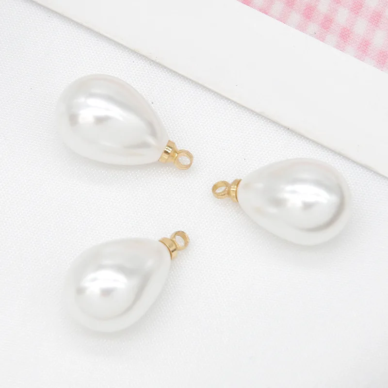 20pcs Imitation Pearl Beads Earring Charms Plastic Water Droplets Pendants for DIY Necklace Bracelet Findings Jewelry Making