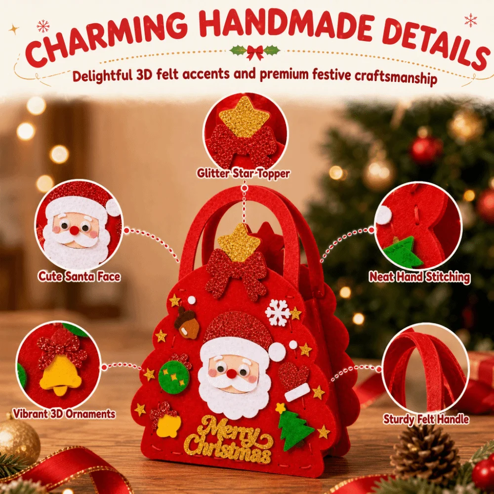 Toy Non-woven Fabric DIY Christmas Bag Santa Claus Pre-cropping Xmas Candy Bag Snowman Penguin Handmade Handbag Party