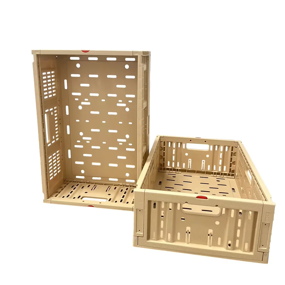 Customized Color 600x400x200 Mm Reusable Stackable Reusable Hard Plastic Folding Storage Crate Basket For Transportation