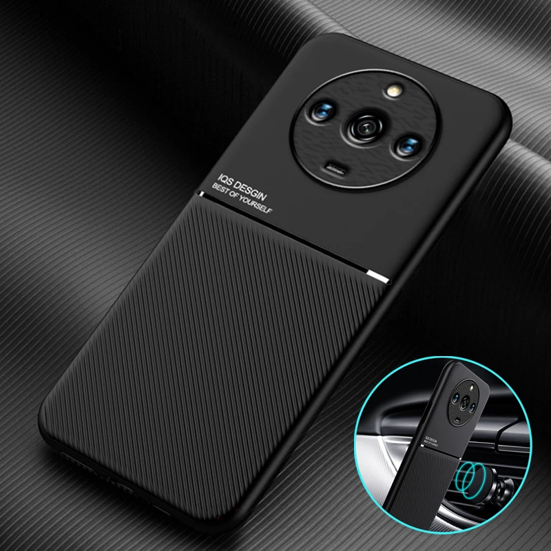 For Realme 11 Pro Plus Case Leather Texture Magnetic Holder Phone Case For Realme 11 11Pro  5G Silicone Shockproof Back Cover