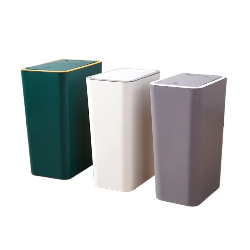 Bathroom Trash Can Small Garbage Can with Press Top Lid for Toilet,Bedroom,Living Room – Plastic Wastebasket with Pop-up Lid