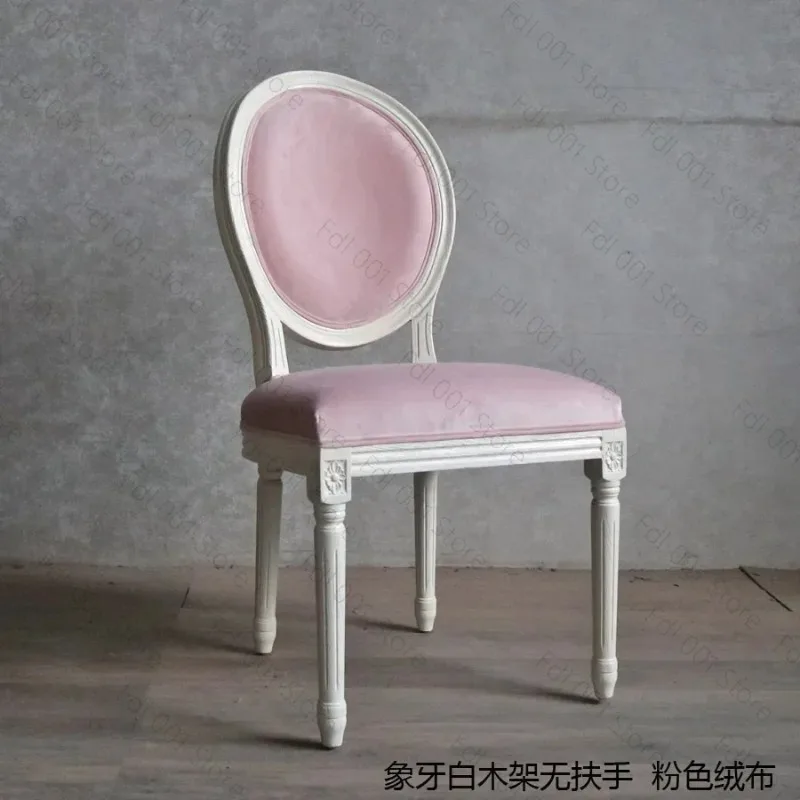 Solid wood vintage home dining café backrest stool minimalist vanity chair