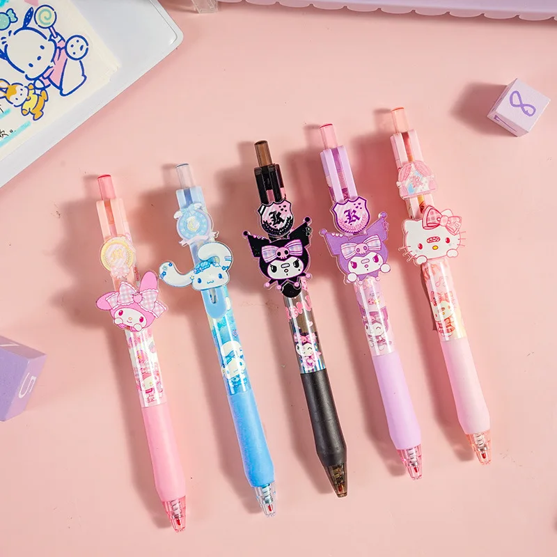 

20/30pcs Sanrio Kuromi Melody Cat Press Gel Pen Cute 0.5mm Black Ink Signature Pens Promotional Gift Office School Supplies