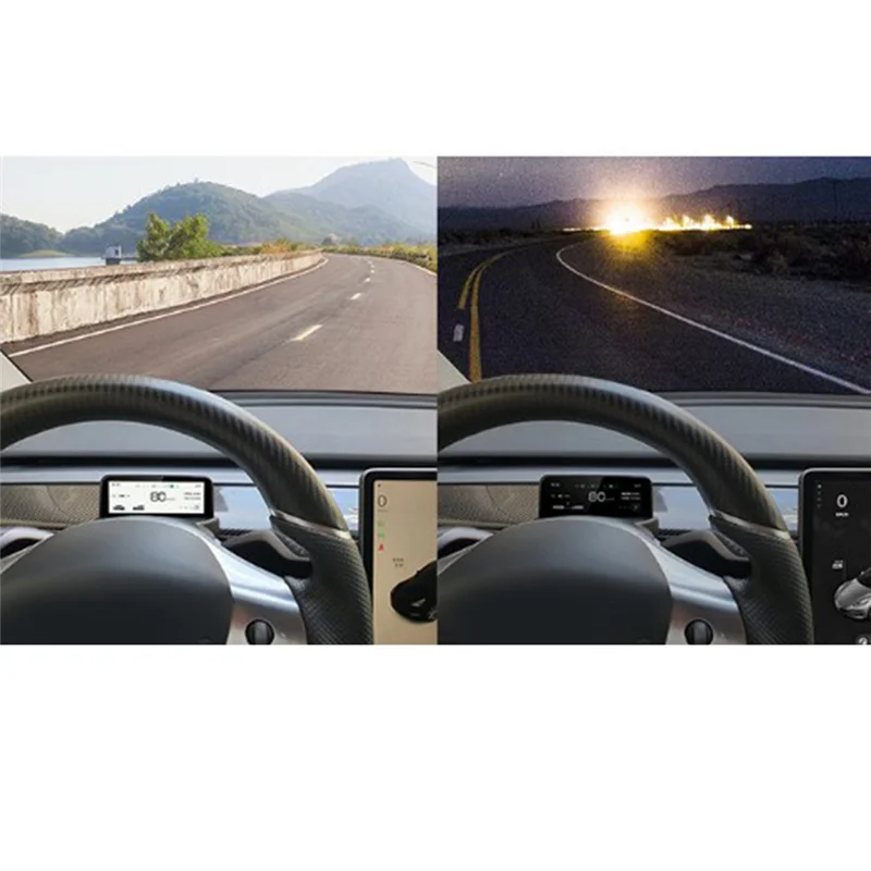 Car Head Up Display Steering Wheel Screen Power Speed Display 4.6 Inch IPS Mini LCD Dashboard Panel for Tesla Model Y/3