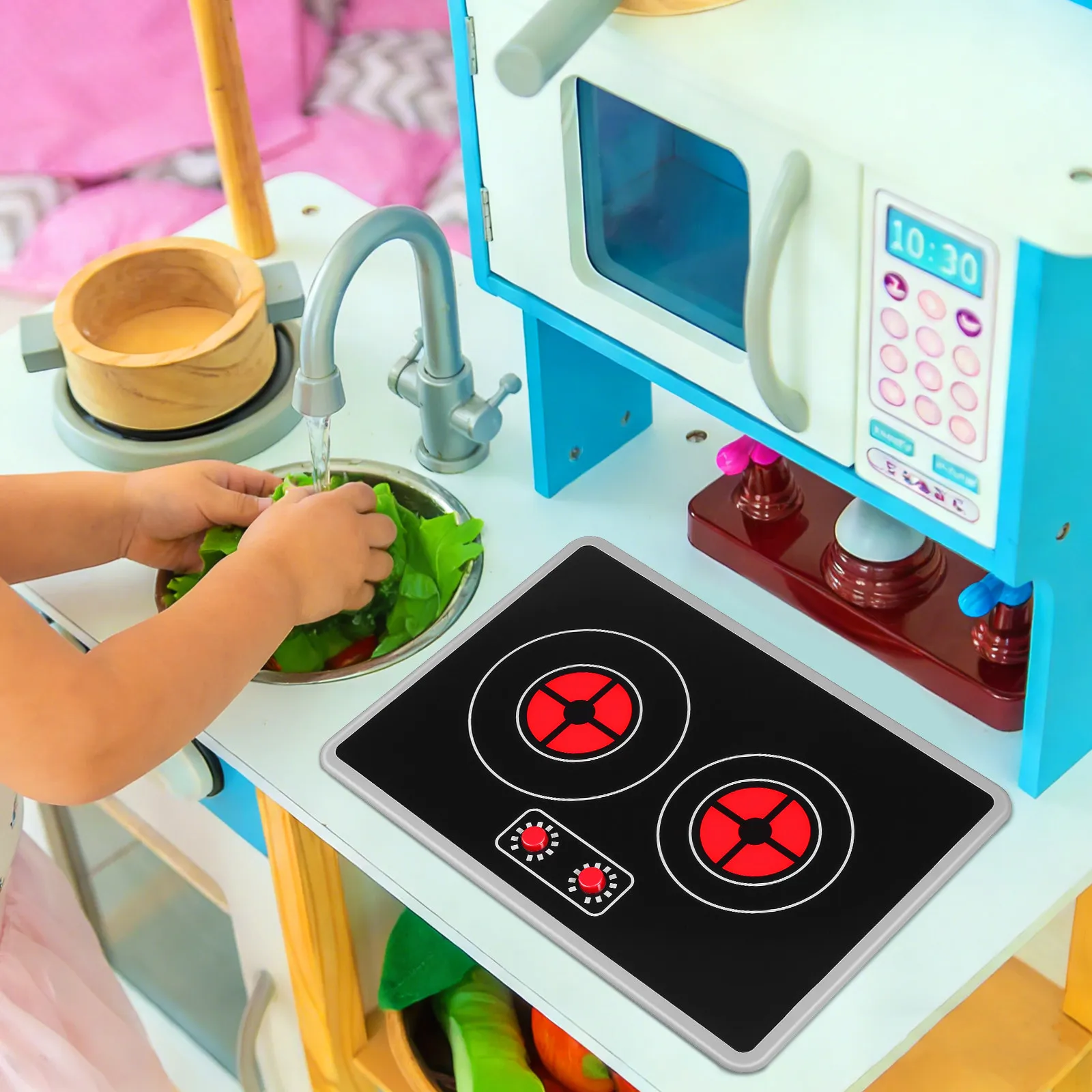 

Realistic Induction Cooker Luminous Sound Effects Interactive Play Kitchen Appliance for Toddlers Kids Pretend Kitchen