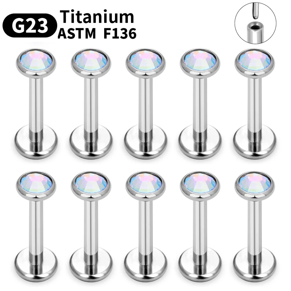 1/10PCS G23 Titanium Piercing  Lip Labre Body Jewelry Nasal Nail For Women CZ Earrings Spiral Cartilage Piercings