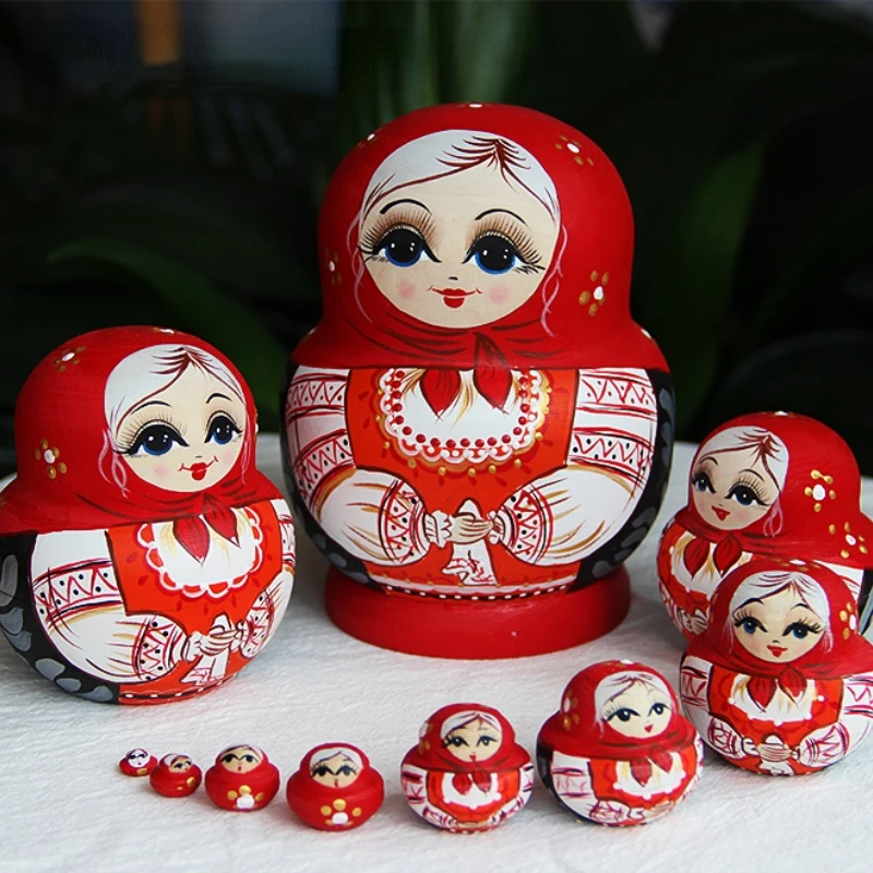 Russian 10 Layer Dry Wood Handicrafts Matryoshka Nest Doll Educational DIY Toys Pen Holder