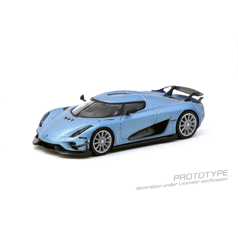 PreSale TW Regera Light Blue Metallic 1:64 Diecast Car Model Collection Miniature Toy Tarmac Works