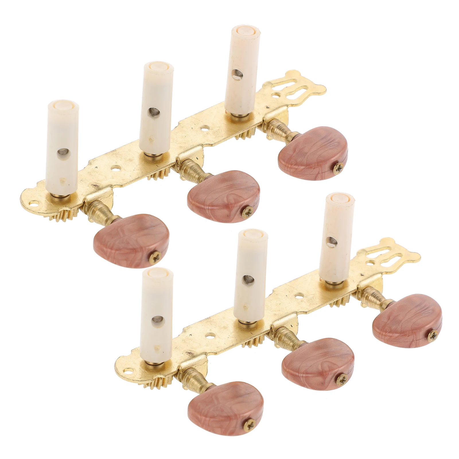 

2pcs Triple Button Classical Guitar String Tuning Pegs Tuners Machine Heads for 6 String Guitar (Brown Red Head)
