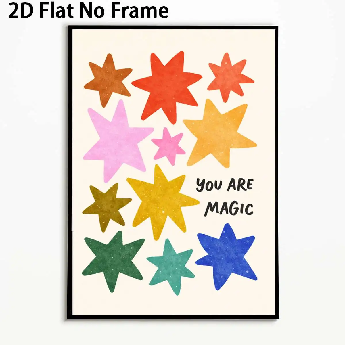 2D Flat, 2D Flat, 1pc Two-Dimensional Flat Art Prints Featuring Star Designs, Abstract Bohemian Style Wall Decorations, Unfra