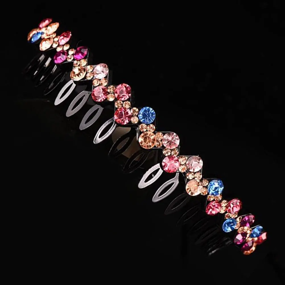 

3pc Crystal Teeth Hair Hoop Girl Hairhoop Large Rhinestone Comb Headband Sparkling Hair Beauty Tool Purple Blue Colorful Party