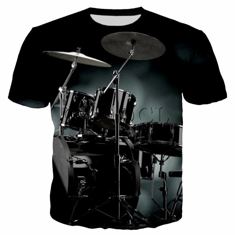 Summer Cool Street Men 3d Printed T-Shirt Rack Drum Retro Style Art Design Loose O Neck Short Sleeve Casual Large Size Top