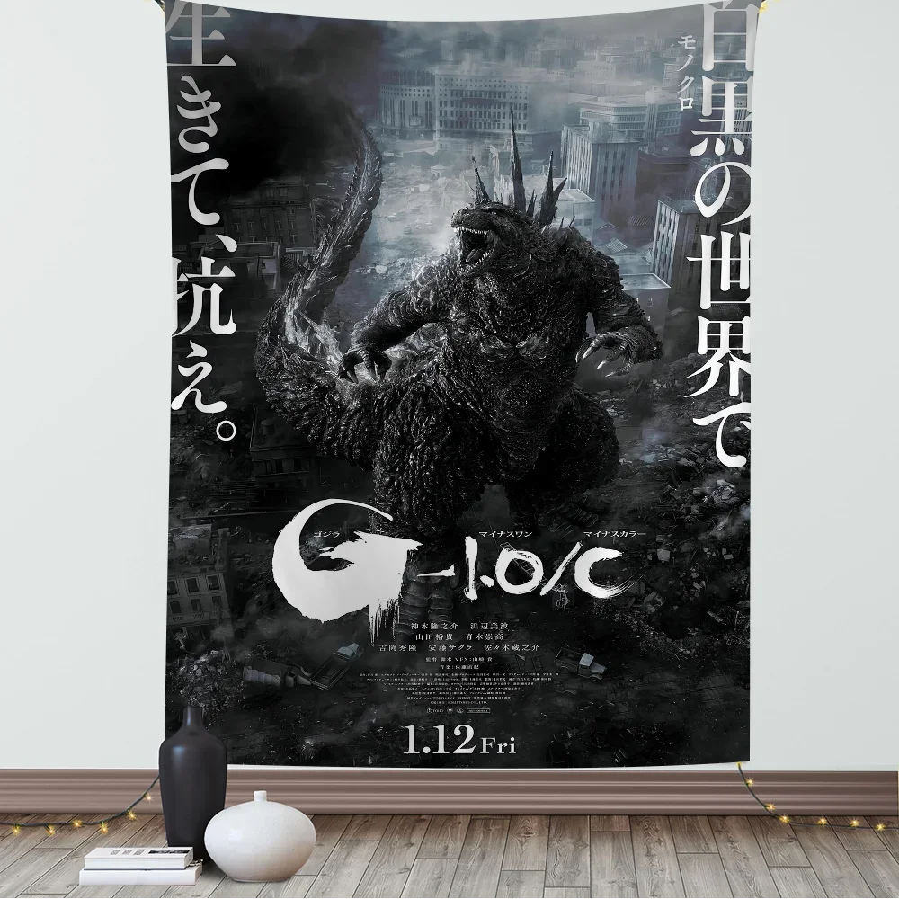 G-Godzilla Minus One Monster Movie Anime Tapestry Hanging Tarot Hippie Wall Rugs Dorm Home Decor