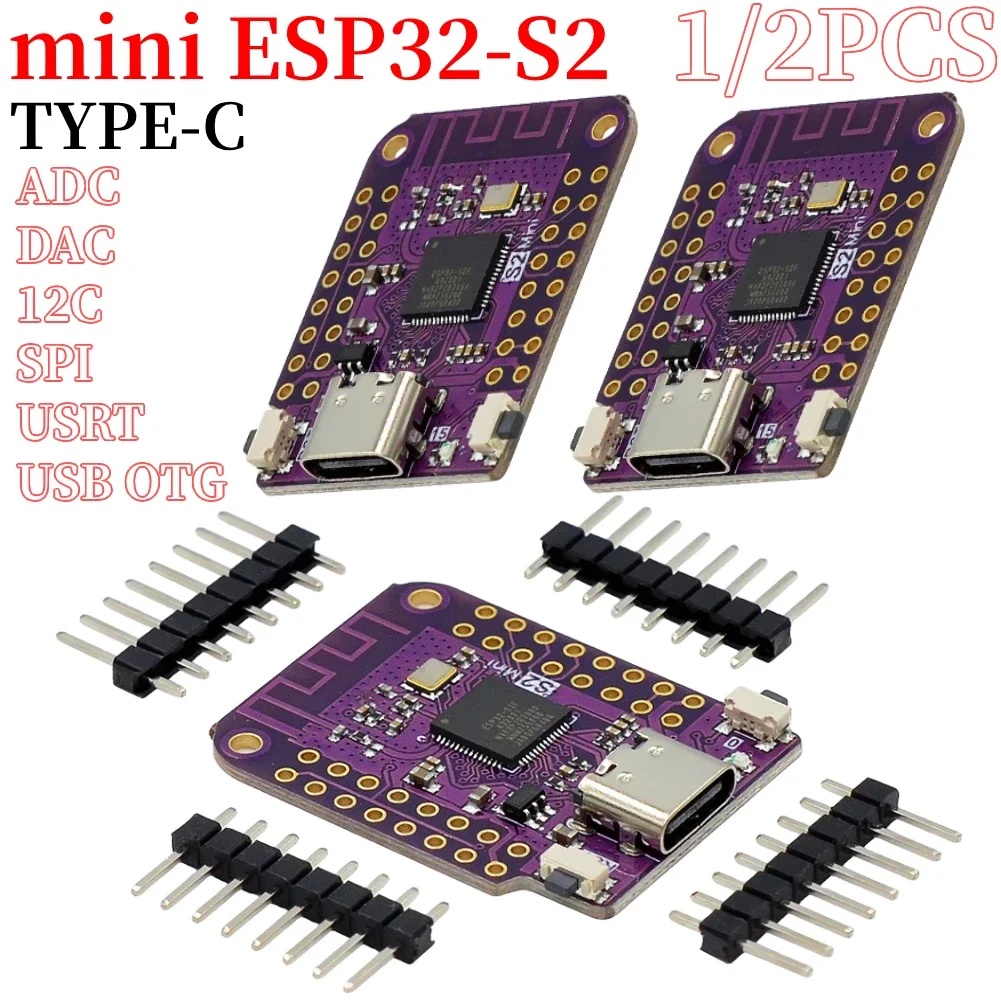 1/2PCS ESP32 S2 Mini WIFI IOT Board Based ESP32-S2FN4R2 ESP32-S2 4MB Flash Type-C Connect Arduino Compatible with MicroPython