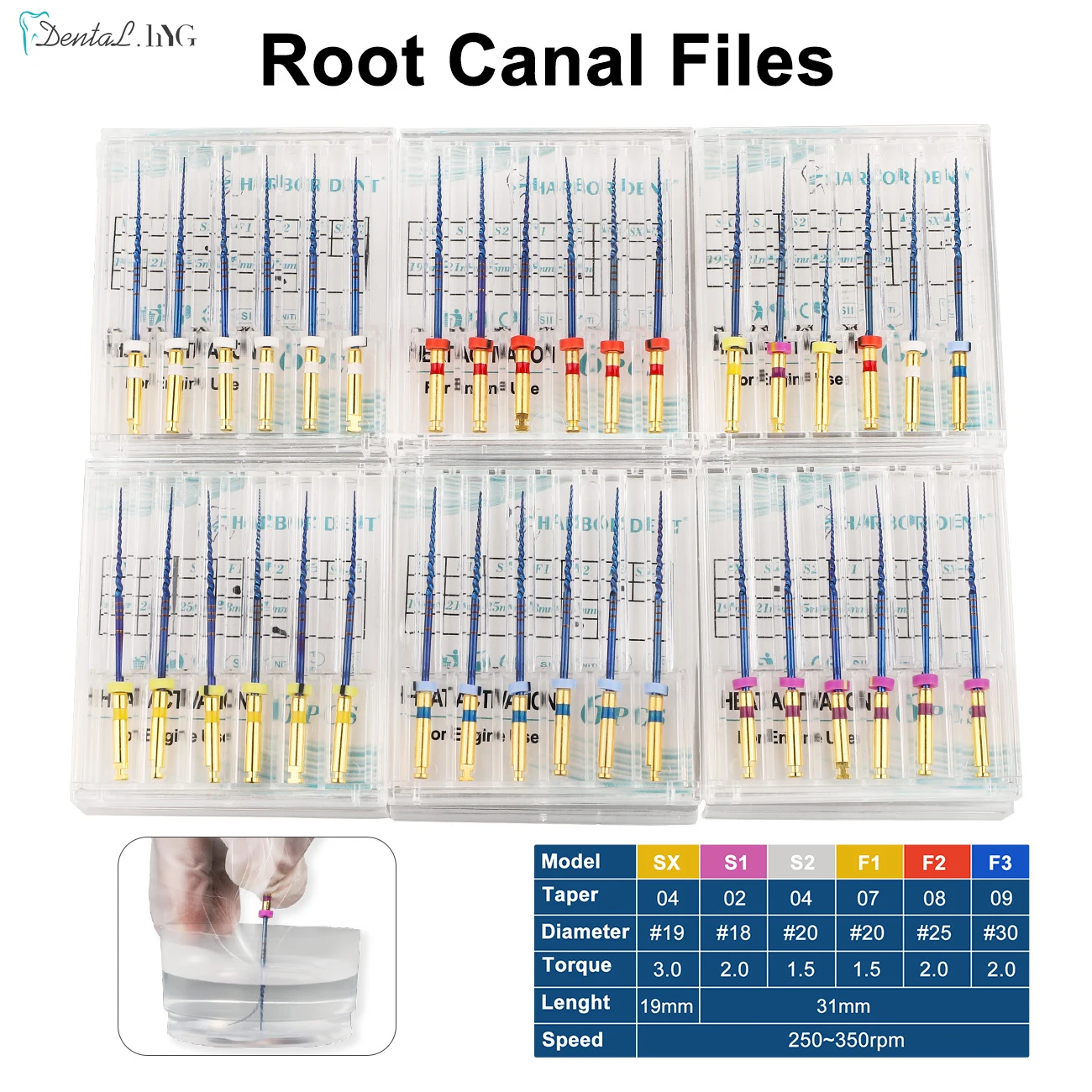 6pcs/Box Dental Heat Activated Canal Root Files SX-F3 31mm Dentist Tools Can Bend for Preparing Root Canal Treatment ﻿