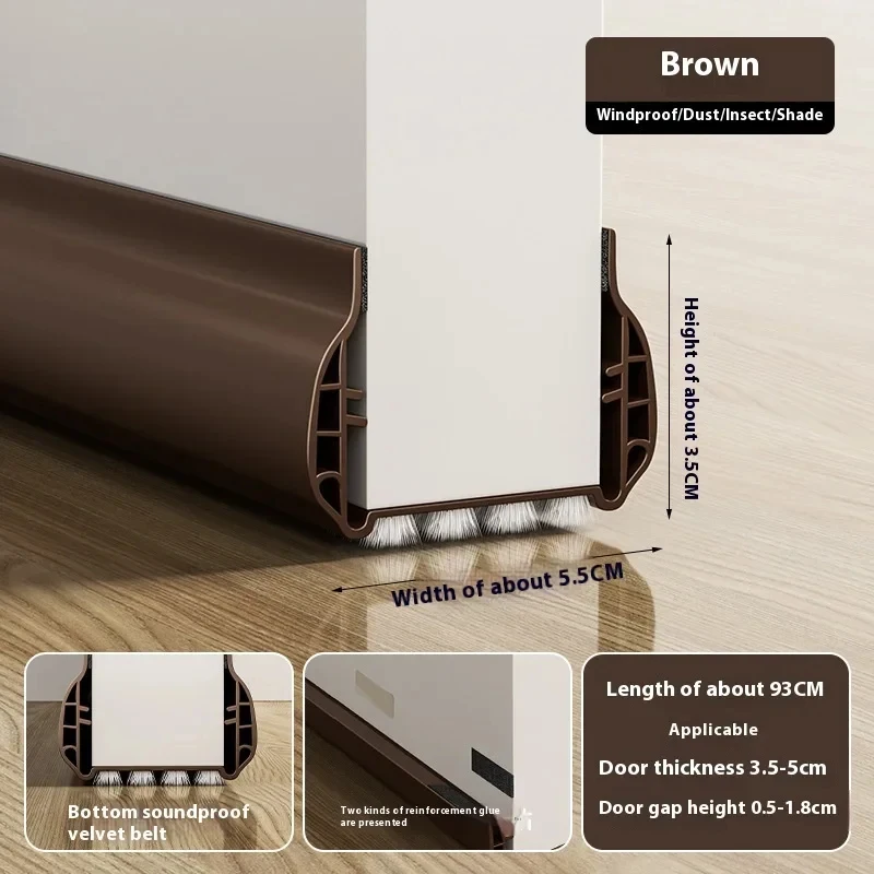 1pc Self-adhesive Door Bottom Sealing Strip Bedroom Soundproof PVC Draught Excluder Prevention Home Door Draft Stopper