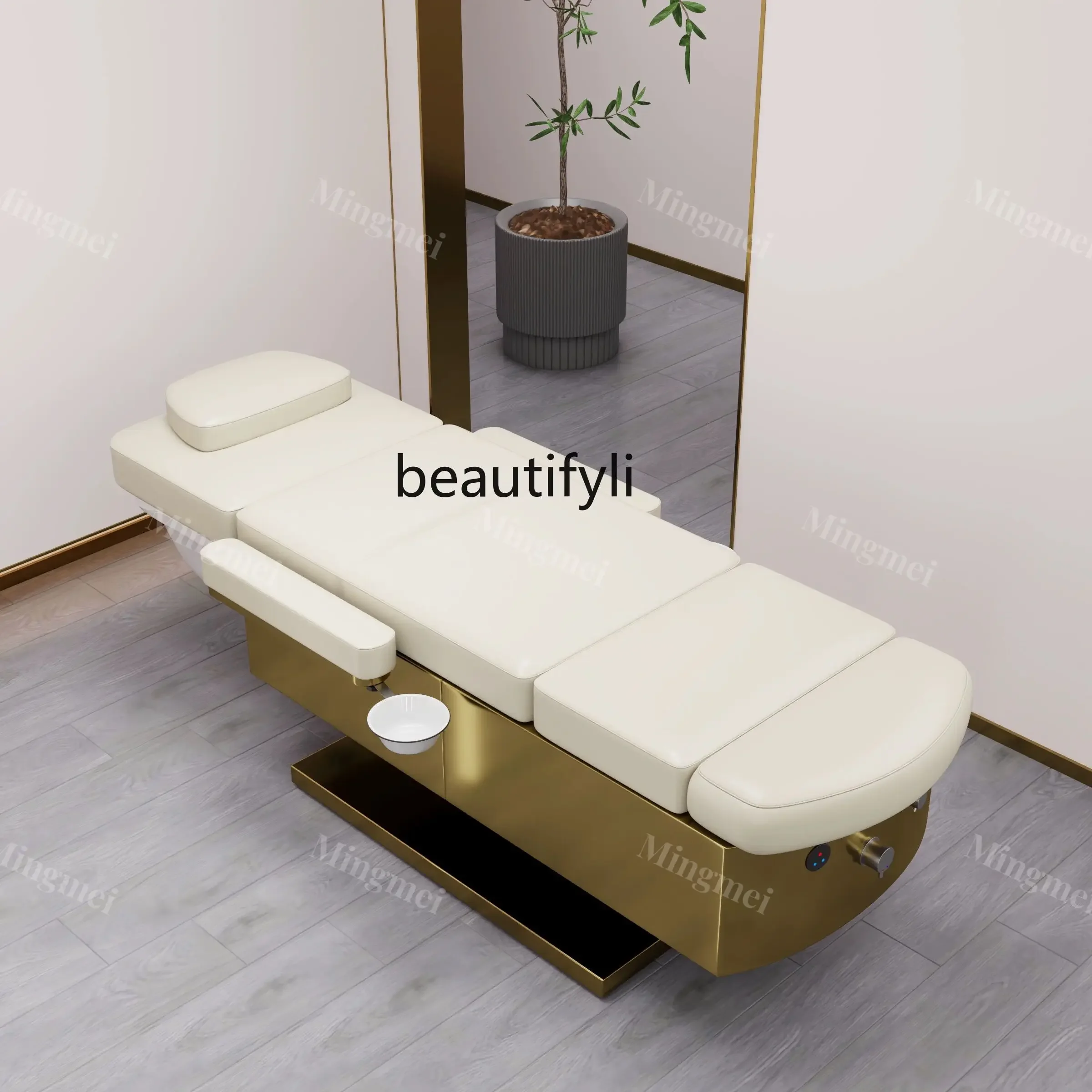 Hair salon shop, foot bath, manicure and shampoo integrated multi-functional flushing bed, full lying massage bed