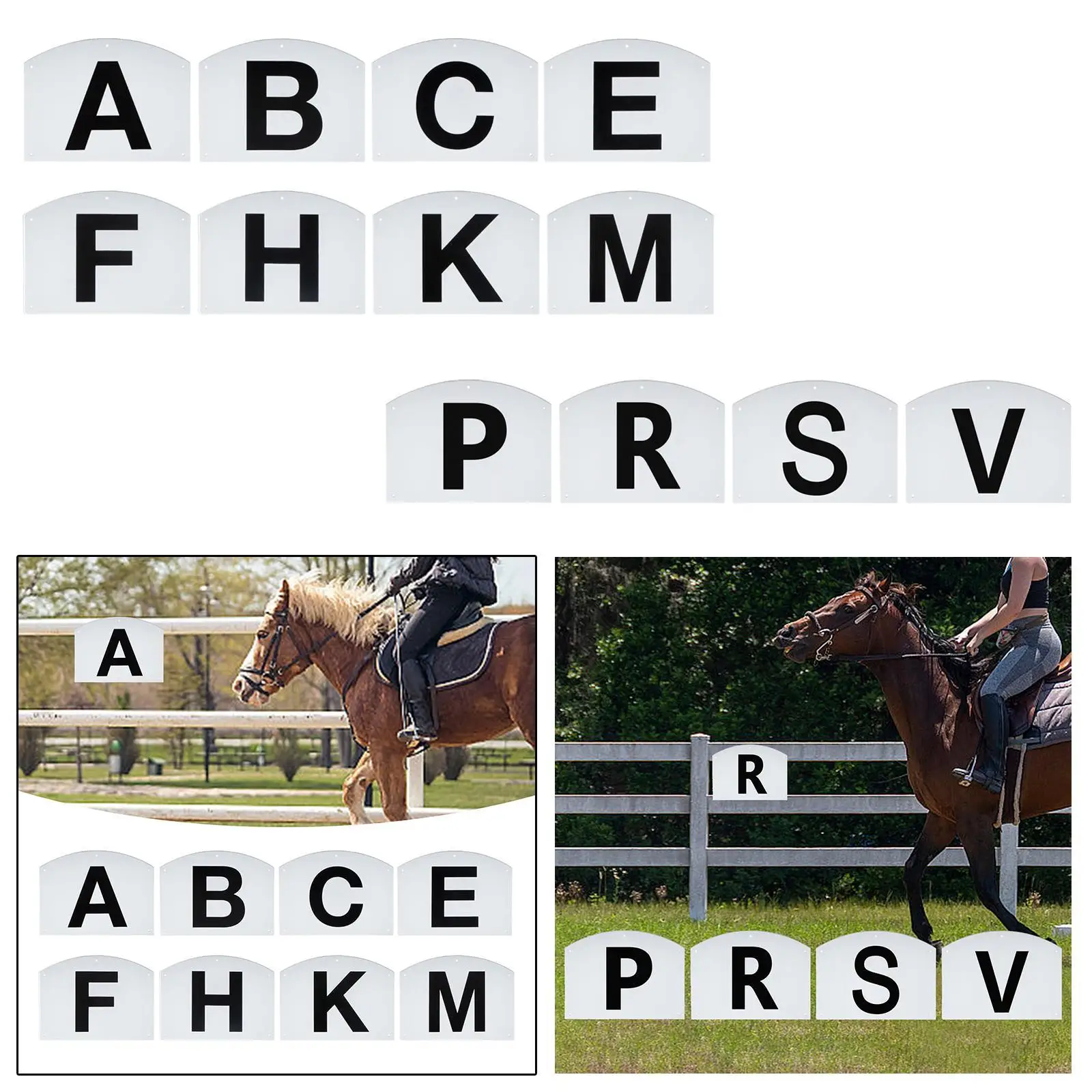 

Easy Setup Dressage Arena Markers Screw on Letter Sign Board Set Training Plaques for Horse Riding Outdoor Field