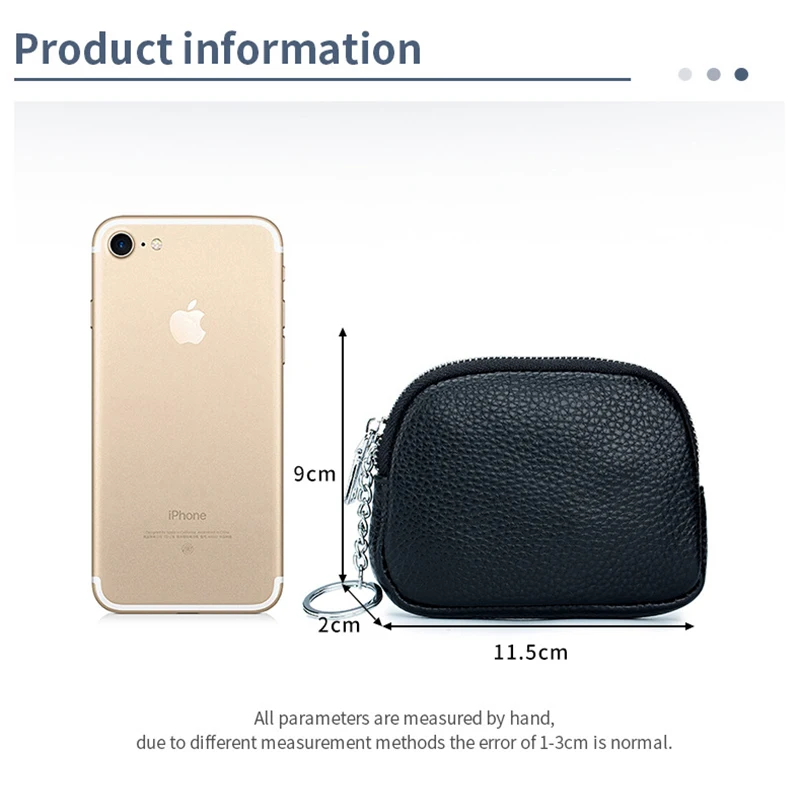 Genuine Leather Woman Coin Purse Luxury Fashion Zipper Change Pouch Mini Key Wallet Luxury Design Earphone Storage Cosmetic Bag