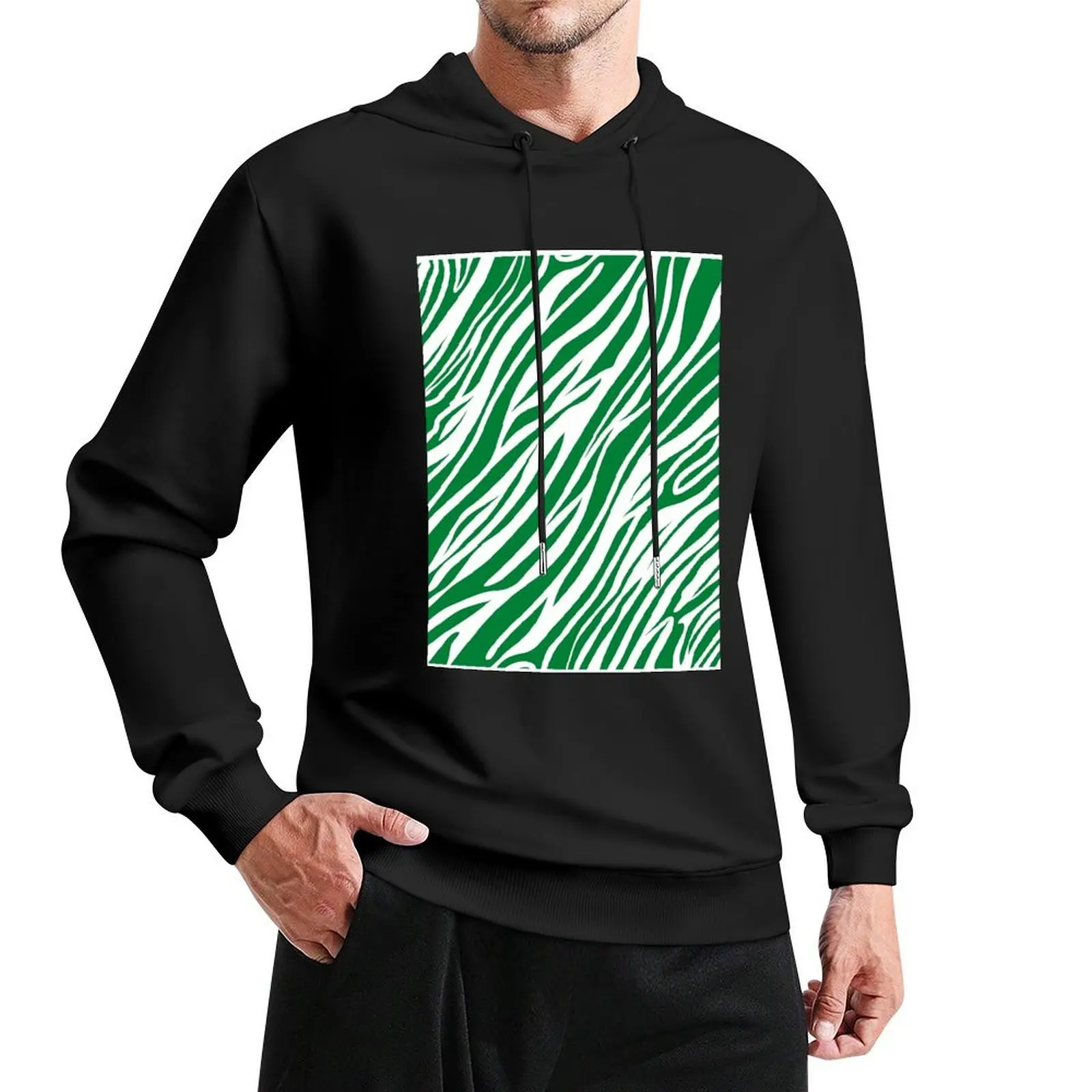 Cool Zebra print-green Pullover Hoodie mens clothing autumn jacket men men's coat japanese hoodie