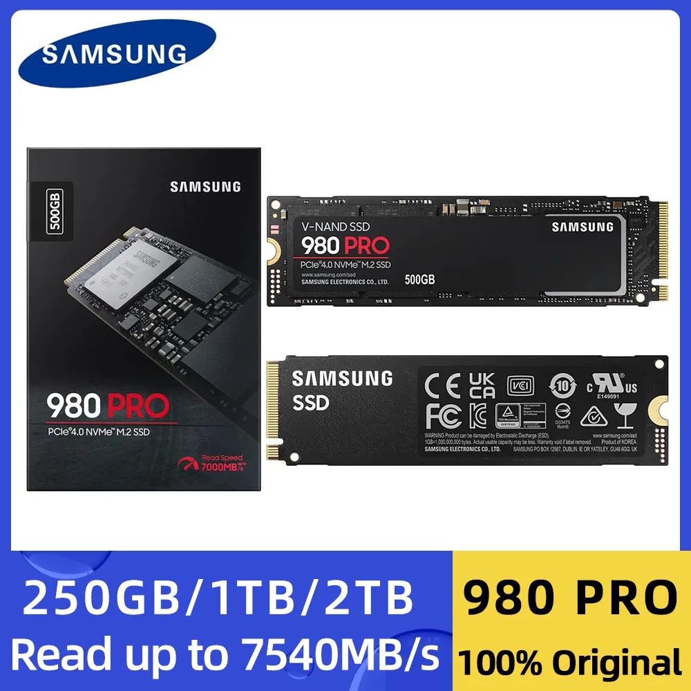 

Оригинальный Внутренний твердотельный накопитель SAMSUNG SSD 980 PRO 500 ГБ 1 ТБ 2 ТБ PCIe Gen 4,0x4 M.2 2280 для настольного ноутбука