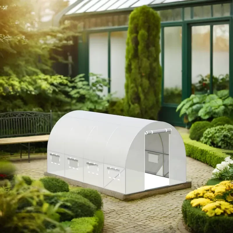 Groworld Small Easy-to-Assemble Greenhouse Plastic Polythene Garden Tunnel for Efficient Vegetable Plant Growth Metal Frame