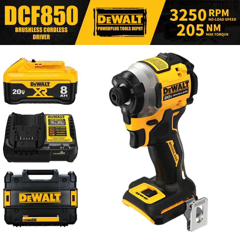 

DEWALT DCF850 Kit 1/4in Brushless Cordless 3-Speed Impact Driver 20V Tool Screwdriver Drill 205NM With Battery Charger