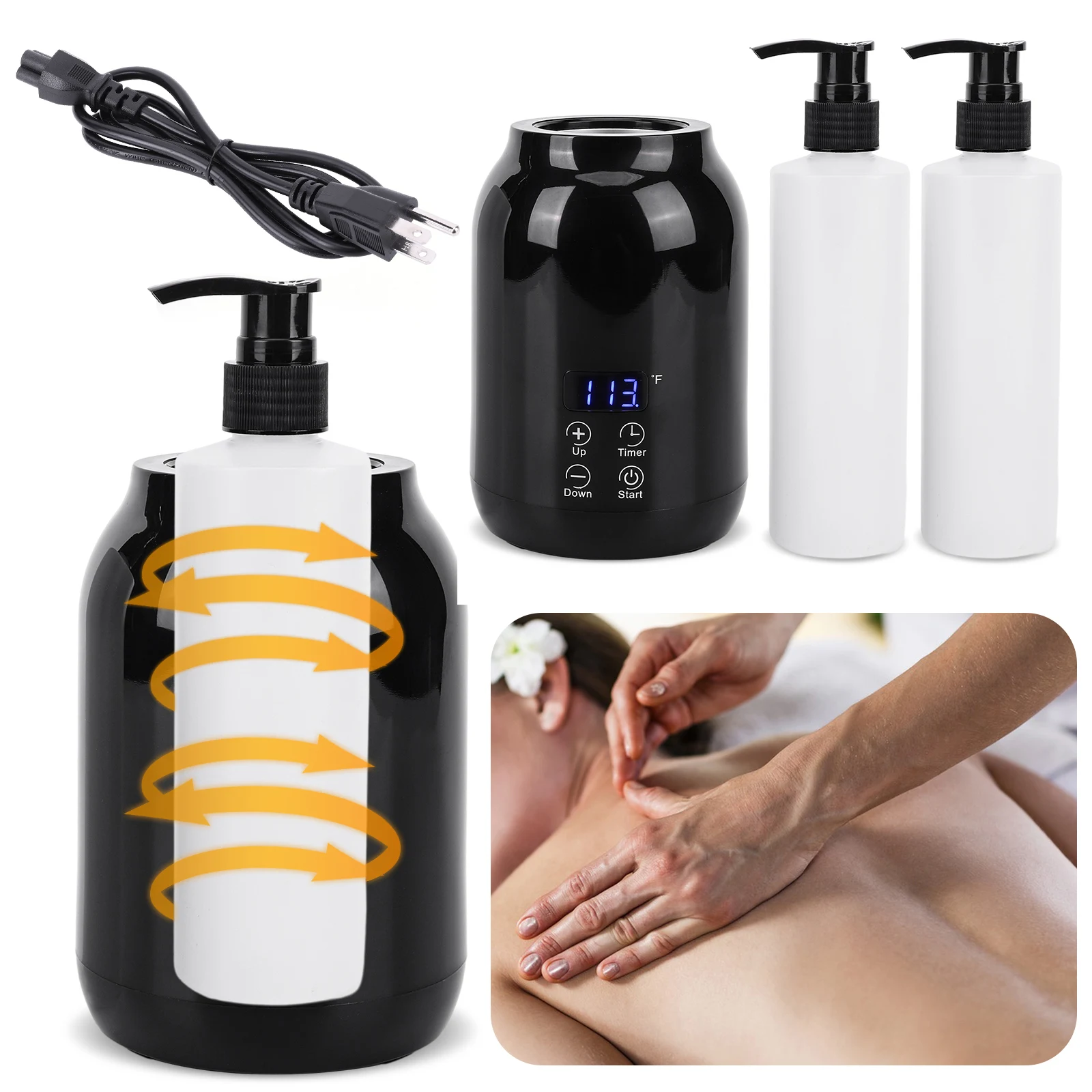 250ML Electric Massage Oil Warmer Digital Lotion Cream Heater With LED Display Bottle Dispenser For Home Pro Salon Spa Massage