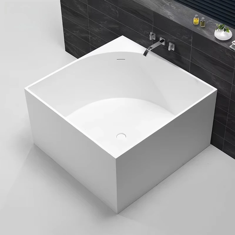 Free-standing Japanese soaking tub Corner single bathroom Square soaking tub