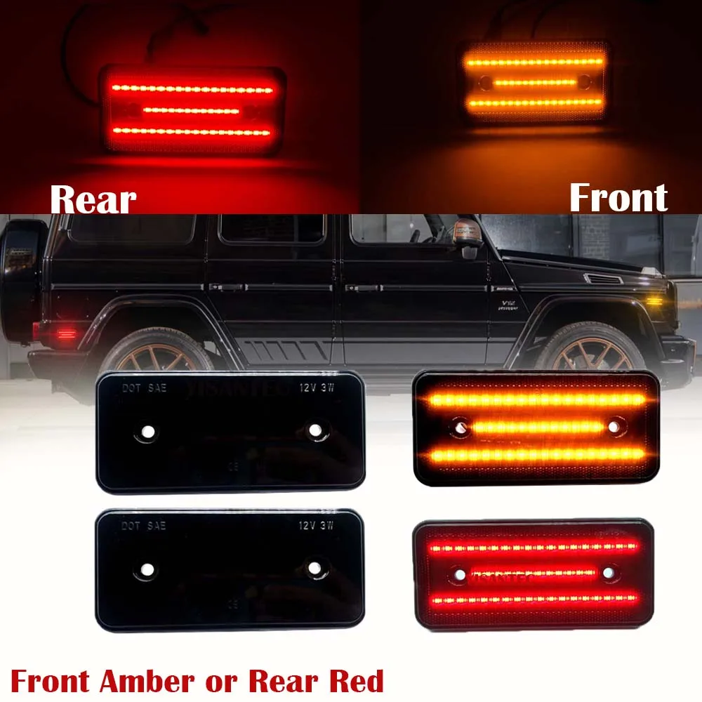 

For Mercedes-Benz W463 G-Class G500 G550 G55 G63 AMG 2002-2014 Front Amber & Rear Red LED Side Marker Bumper Repeater Light Lamp