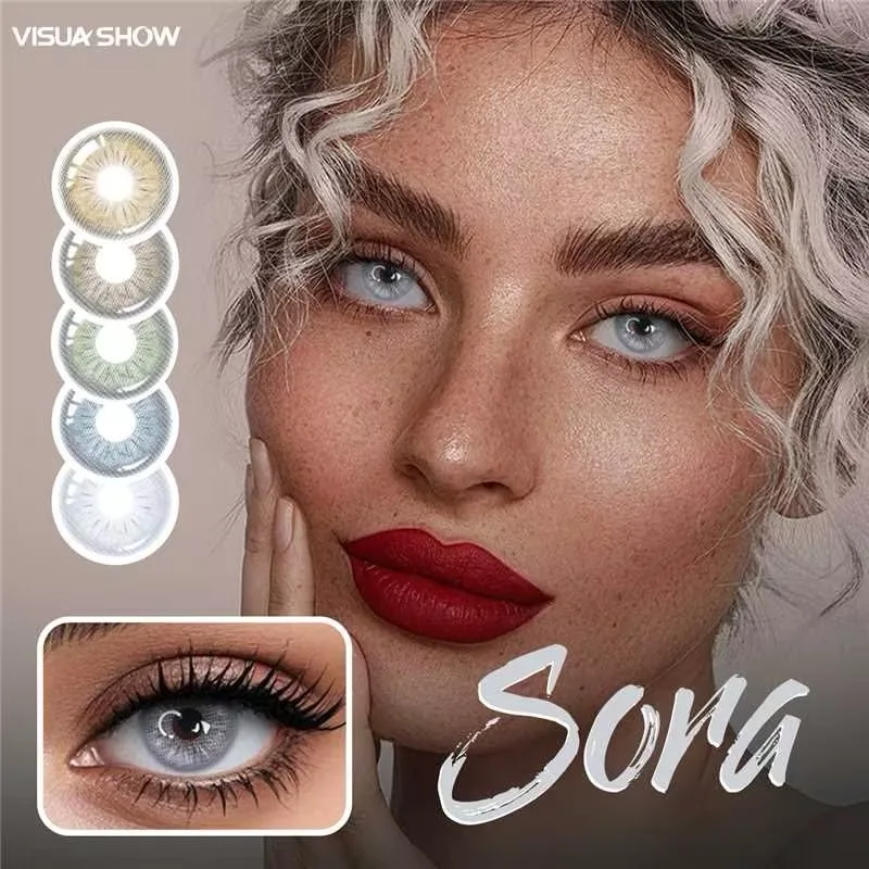 VISUASHOW 1 Paar graue Kontaktlinsen, kleine Pupille, halbjährlich verwendbare, farbige Kontaktlinsen zur Augenvergrößerung für Beauty, Cosplay und Make-up – Detail 1