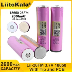 Liitokala 3.7V/4.2V 18650 2600mAh ICR18650-26FM Rechargeable Lithium Battery PCB Protection Board  for Flashlight